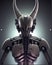 Alien, cyborg, robot, exoskeleton, metal horns, generated ai crafted, wallpaper, background, logo design