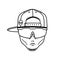 ALIEN DUDE IN THE CAP AND SPORT SUNGLASSES BLACK WHITE