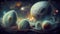 Alien eggs on alien planet, generative ai illustration