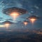 Alien encounter Flying saucers of extraterrestrial civilization depicted in the sky