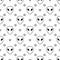 Alien face and stars black and white seamless pattern