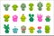 Alien Fantastic Plant Characters With Succulent Vegetation And Humanized Root With Friendly Faces Emoji Stickers Set