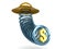 Alien Flying Saucer Taking Dollar