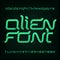 Alien font. Abstract alphabet typeface. Fancy type letters and numbers.