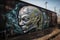 alien graffiti artist combines human and alien elements into one surreal piece of art