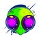 Alien Hand Drawn Vector Illustration. Martian Showing Peace Sign Closeup