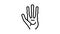 alien hand with four fingers line icon animation