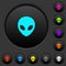 Alien head dark push buttons with color icons