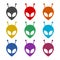 Alien head multi colored flat icons