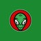 Alien head with red circle background. alien mascot logo