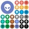 Alien head round flat multi colored icons