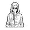 Alien in Hoodie line art sketch vector