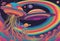 Alien Jellyfish Spaceship psychedelic multicolored AI