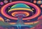 Alien Jellyfish Spaceship psychedelic multicolored AI