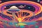 Alien Jellyfish Spaceship psychedelic multicolored AI