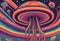 Alien Jellyfish Spaceship psychedelic multicolored AI