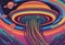Alien Jellyfish Spaceship psychedelic multicolored AI