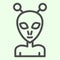 Alien line icon. Extraterrestrial foreigner with oval face and large eyes outline style pictogram on white background