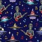 Alien music pattern seamless colorful