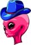 alien pink head with hat vector illustration design