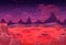Alien planet vector landscape, red Mars surface