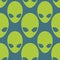 Alien seamless pattern. Space invaders background. UFO texture