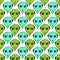 Alien seamless pattern. Ufo vector background. Hipster textile design. Green aliens pattern.