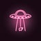 Alien ship steal sheep neon icon. Elements of Space set. Simple icon for websites, web design, mobile app, info graphics