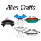 Alien space crafts in line drawings