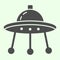 Alien spaceship solid icon. Spacecraft or ufo ship plate glyph style pictogram on white background. Space and astronomy