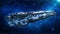 Alien spaceship in the Universe, spacecraft flying in deep space with stars in the background, UFO top view, 3D render