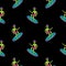 alien surfing seamless pattern on background