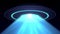 Alien UFO saucer flying and scanning on Earth. 4K loop animation