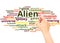 Alien word cloud hand writing concept