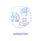 Alienation blue gradient concept icon
