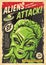 Aliens attack retro poster concept for science fiction movie