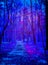 Aliens Coming in dark blue and purple forest