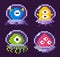 Aliens Floating in Space Pixel Game Graphics Set