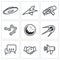 Aliens, search, Contact icons. Vector Illustration.