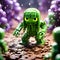 Aliens steal creeper in style of Minecraft. Generative AI