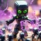 Aliens steal enderman in style of Minecraft. Generative AI