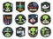 Aliens, ufo area and space shuttles vector icons