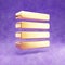 Align justify icon. Gold glossy Align justify symbol isolated on violet velvet background.