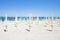 Alimini Grande, Apulia - Folded sunshades at the beautiful beach