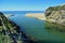 Aliso Creek draining into the ocean at Aliso Beach, Laguna Beach, California.