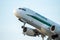 Alitalia commercial airplane takeoff from Otopeni airport in Bucharest Romania