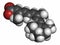 Alitretinoin 9-cis-retinoic acid cancer and eczema drug molecule. Analog of vitamin A. Atoms are represented as spheres with.