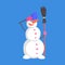 Alive Classic Three Snowball Snowman Doing Military Salute Cartoon Character Situation