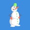 Alive Classic Three Snowball Snowman With Green Bucket On The Head And Gloves Cartoon Character Situation