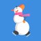 Alive Classic Three Snowball Snowman In Pink Scarf Ice Skating Cartoon Character Situation